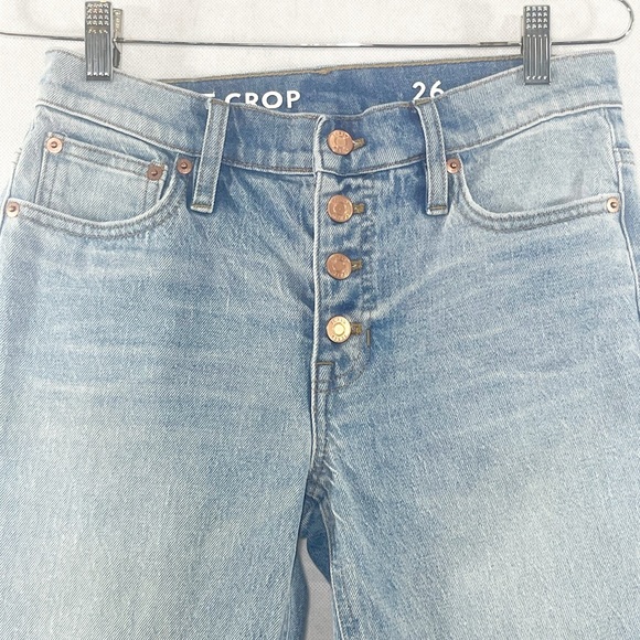 J. Crew Demi Boot Crop Pants Denim Light Blue Jeans Button Size 26 - Picture 4 of 9